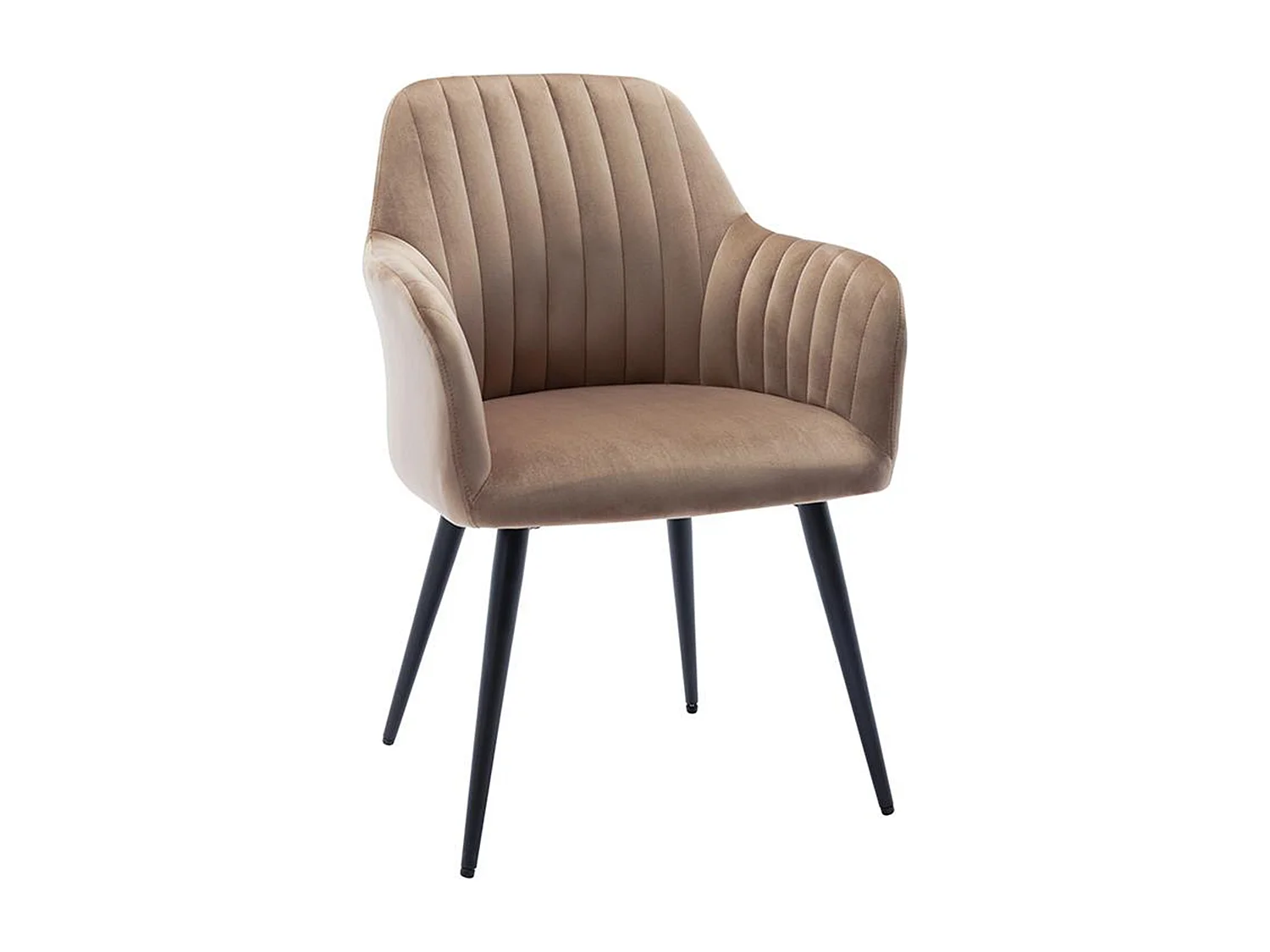 Stuhl mit Armlehnen 2er-Set - Samt & Metall Schwarz - Beige - ELEANA