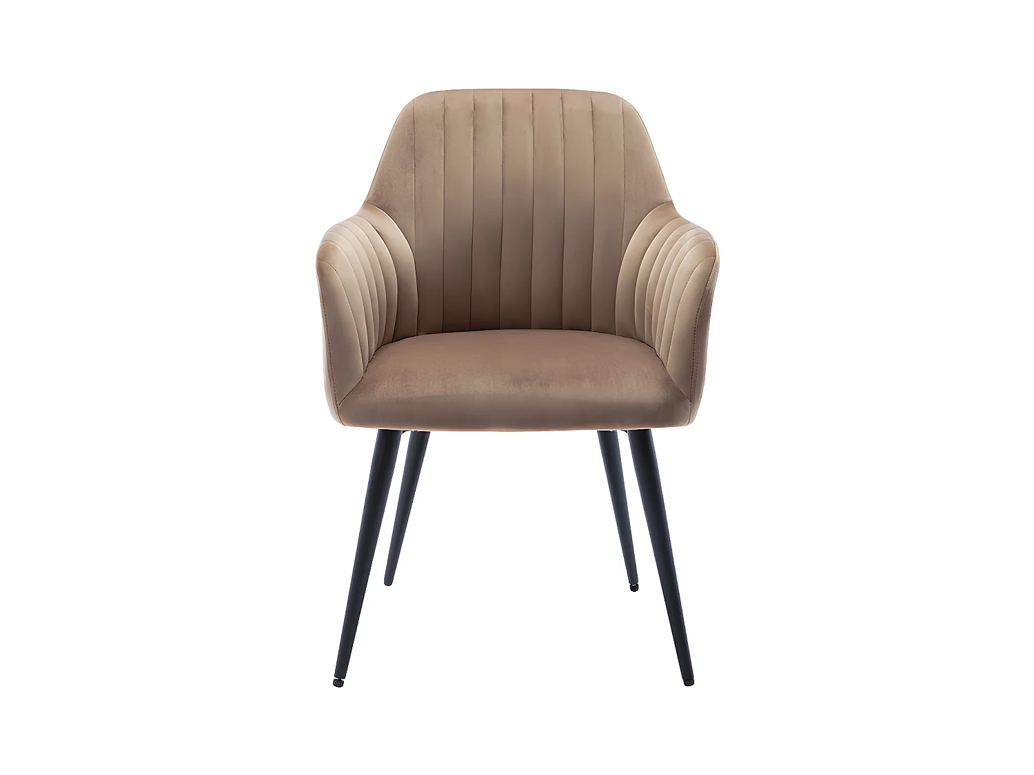 Set van 2 stoelen met armleuningen ELEANA - Fluweel en zwart metaal - Beige