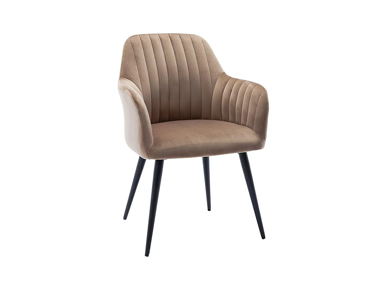 Set van 2 stoelen met armleuningen ELEANA - Fluweel en zwart metaal - Beige