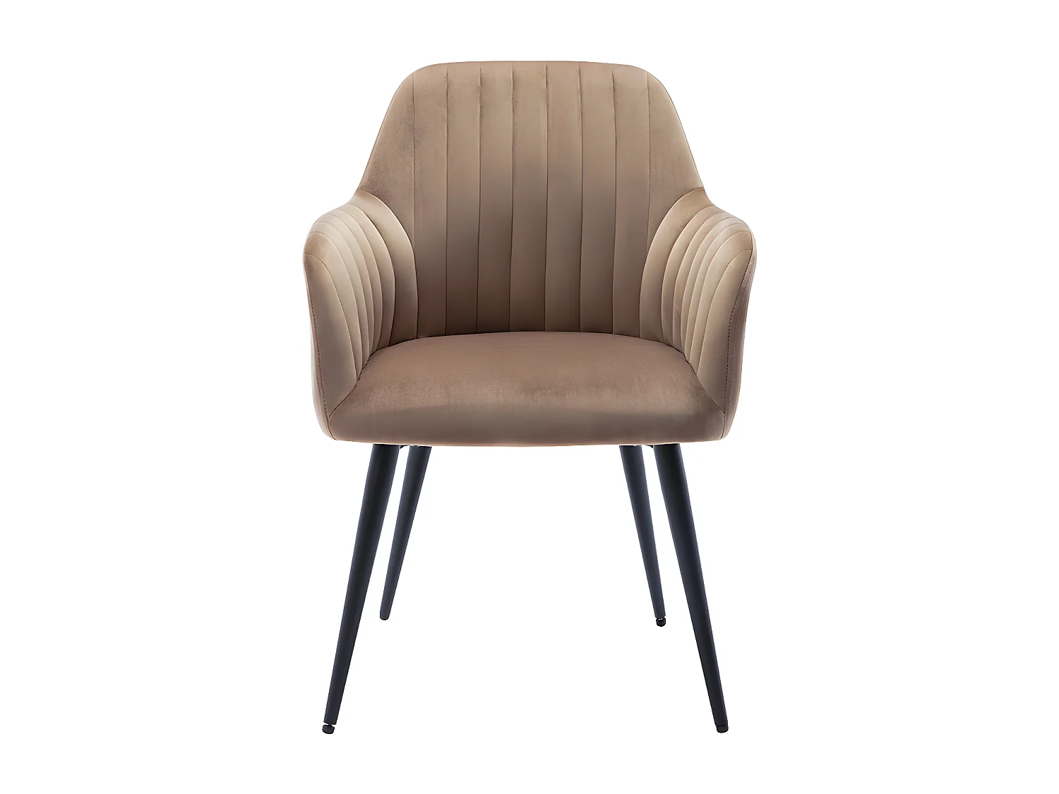 Conjunto de 2 cadeiras com apoios de braços em veludo e metal preto cor bege - ELEANA
