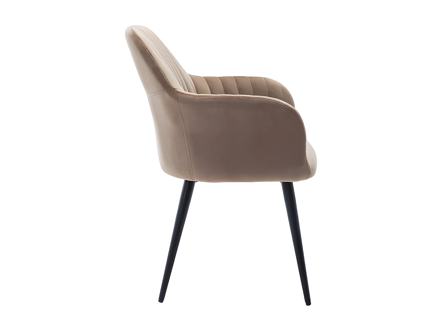 Conjunto de 2 cadeiras com apoios de braços em veludo e metal preto cor bege - ELEANA