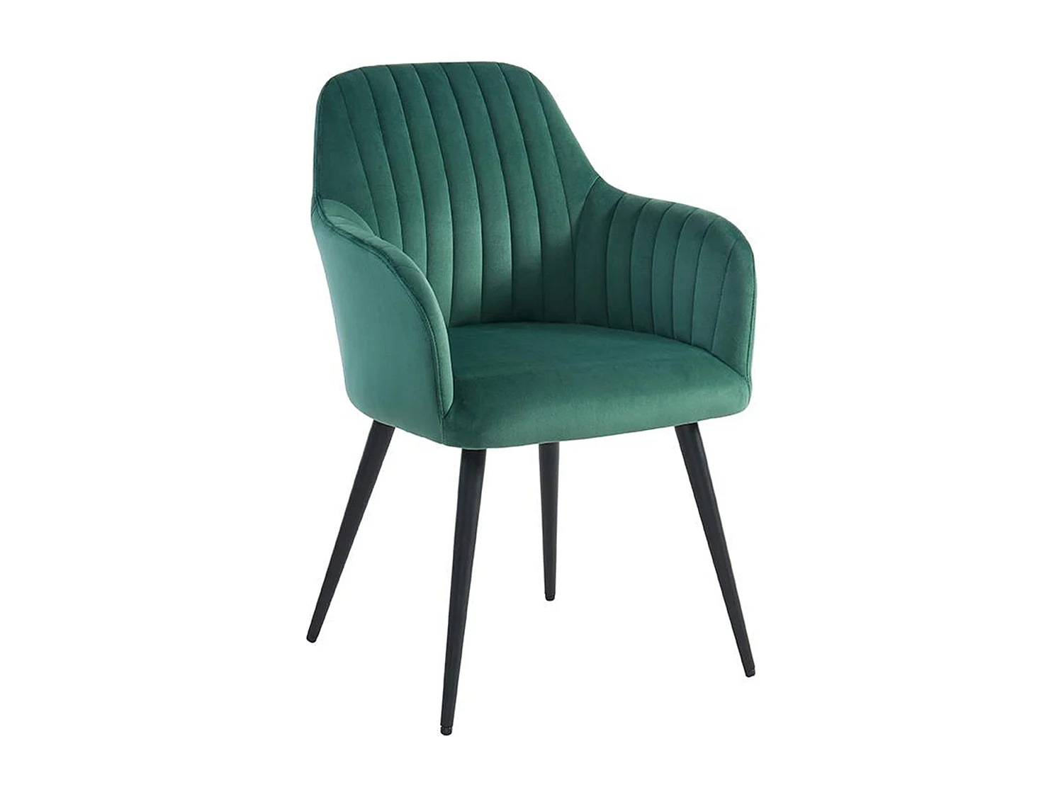 Lot de 2 chaises avec accoudoirs en velours et métal noir - Vert - ELEANA