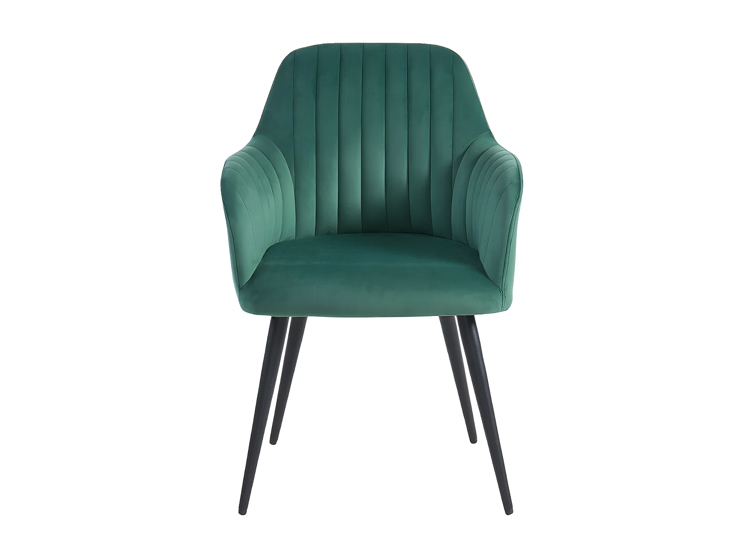Lot de 2 chaises avec accoudoirs en velours et métal noir - Vert - ELEANA