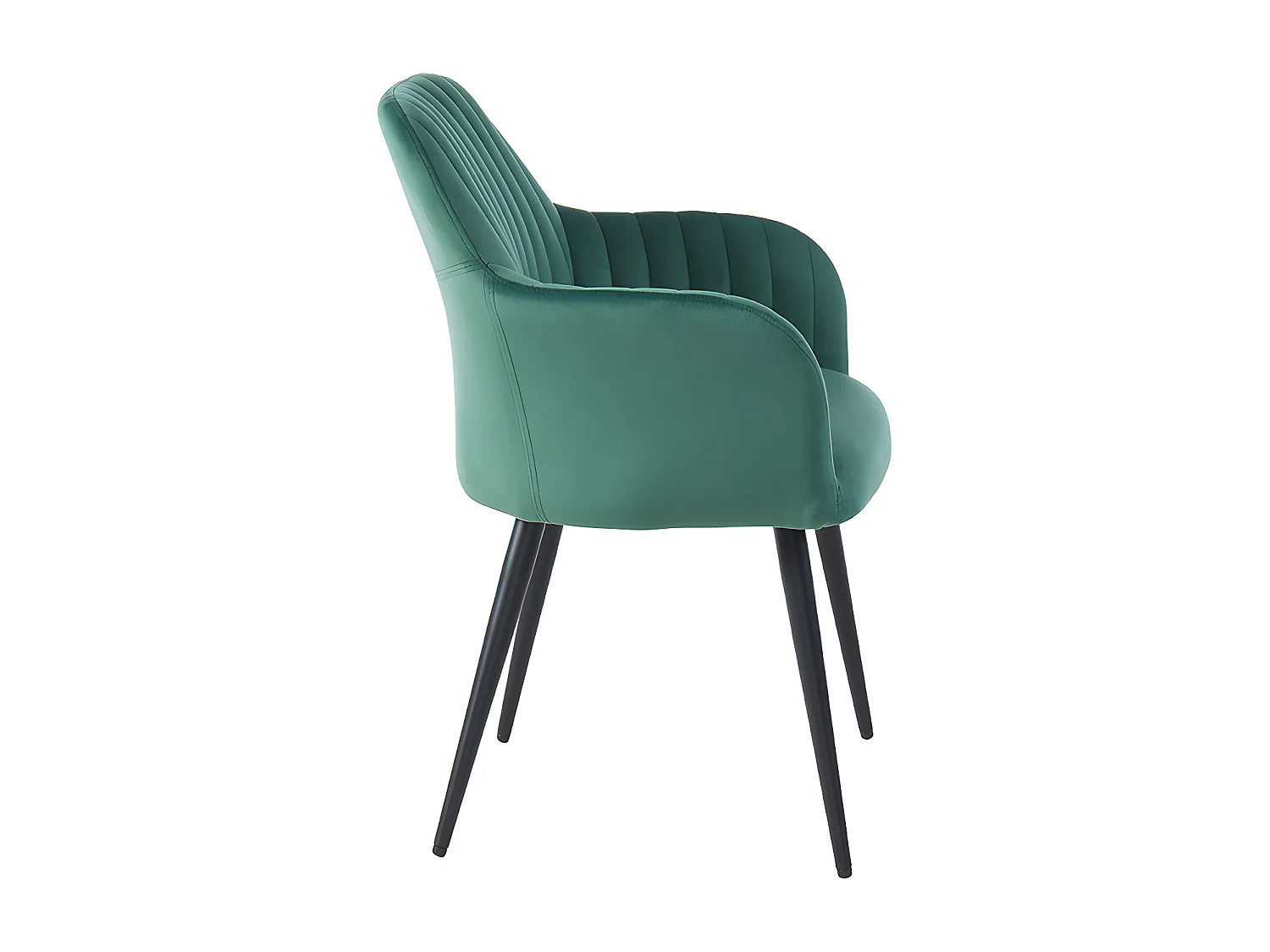 Lot de 2 chaises avec accoudoirs en velours et métal noir - Vert - ELEANA