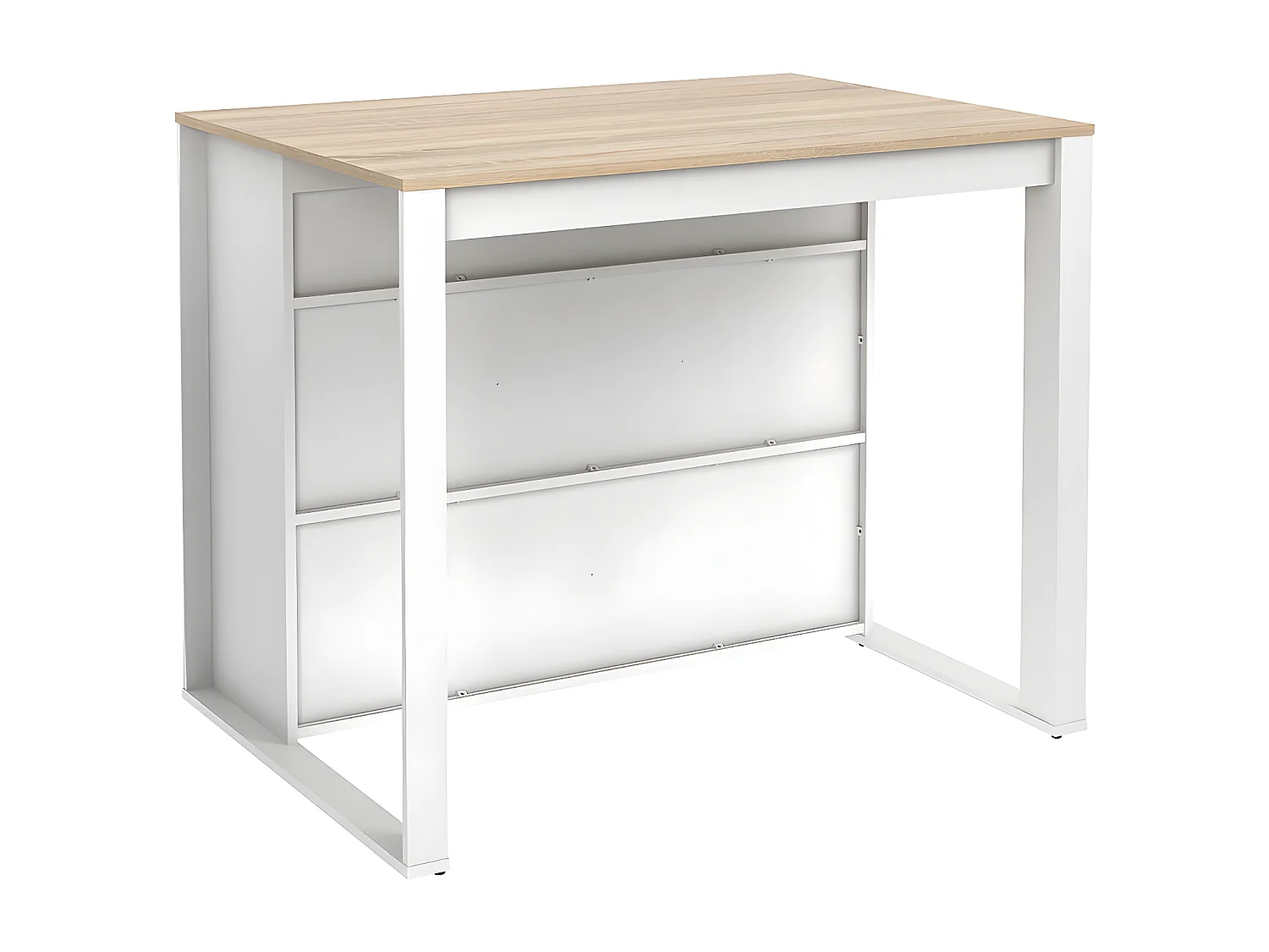 Isola centrale da cucina con vani portaoggetti 7 nicchie Bianco e Rovere - OPOLE