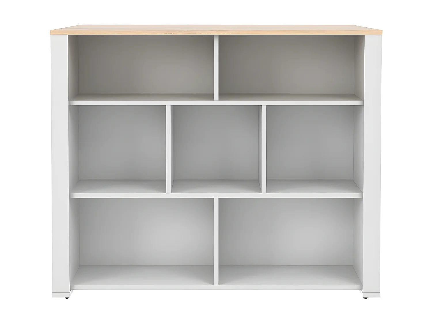 Isola centrale da cucina con vani portaoggetti 7 nicchie Bianco e Rovere - OPOLE