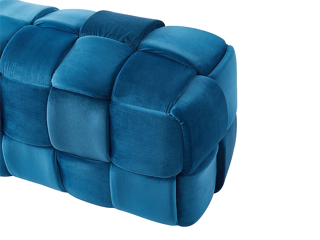 Gevlochten bankje van fluweel FABERO - Eendblauw