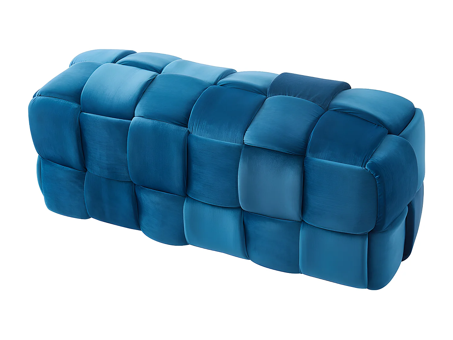 Gevlochten bankje van fluweel FABERO - Eendblauw