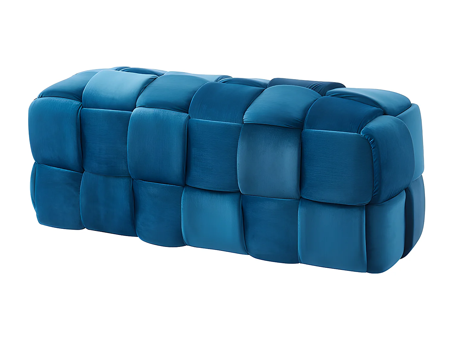 Gevlochten bankje van fluweel FABERO - Eendblauw