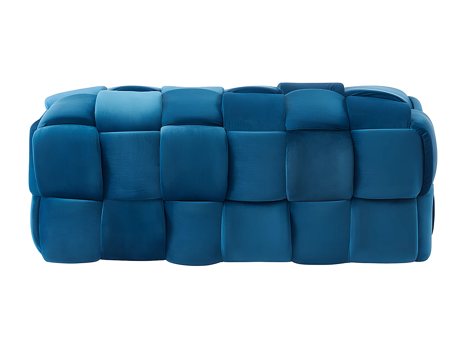 Gevlochten bankje van fluweel FABERO - Eendblauw