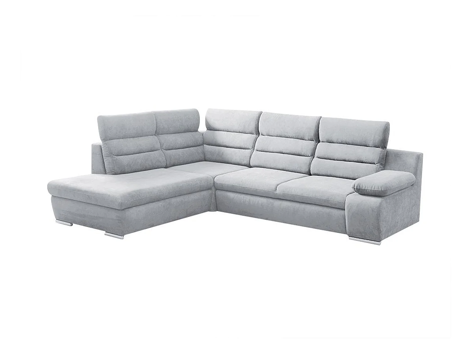 Canapé d'angle convertible en tissu PYLOS - Gris clair - Angle gauche