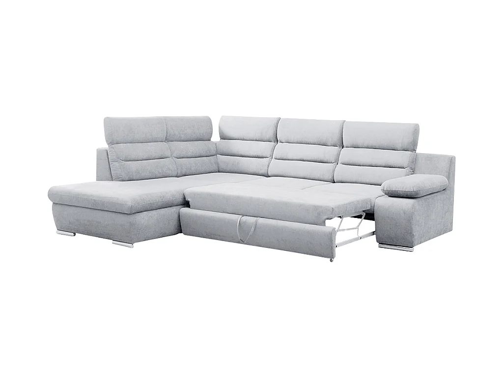 Canapé d'angle convertible en tissu PYLOS - Gris clair - Angle gauche