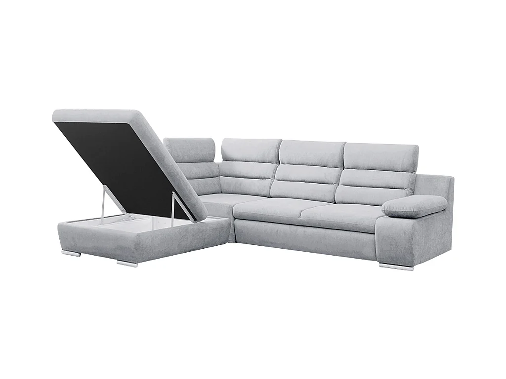 Canapé d'angle convertible en tissu PYLOS - Gris clair - Angle gauche