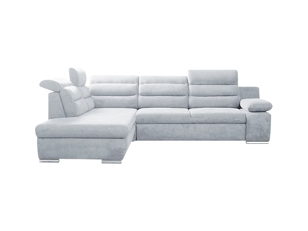 Canapé d'angle convertible en tissu PYLOS - Gris clair - Angle gauche