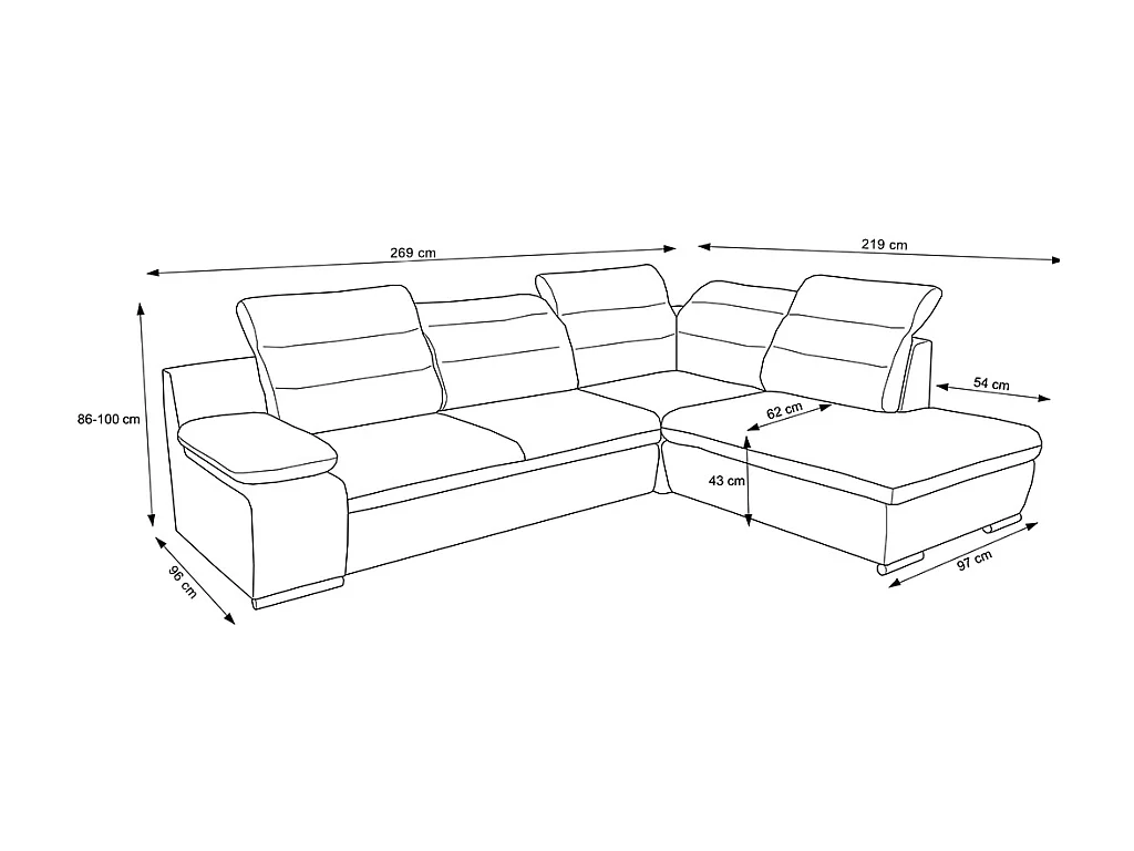 Canapé d'angle convertible en tissu PYLOS - Gris clair - Angle gauche