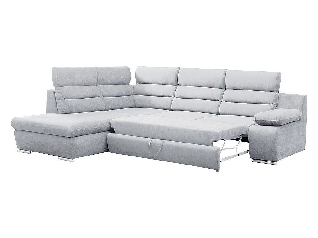 Canapé d'angle convertible en tissu PYLOS - Gris clair - Angle gauche