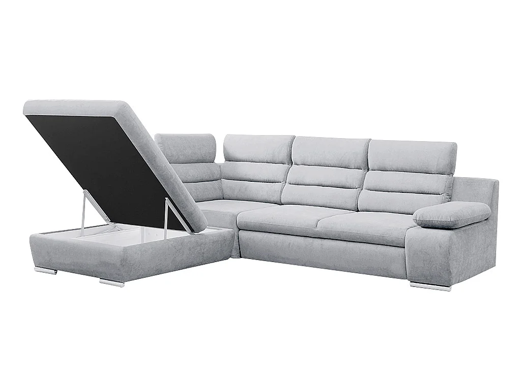 Canapé d'angle convertible en tissu PYLOS - Gris clair - Angle gauche