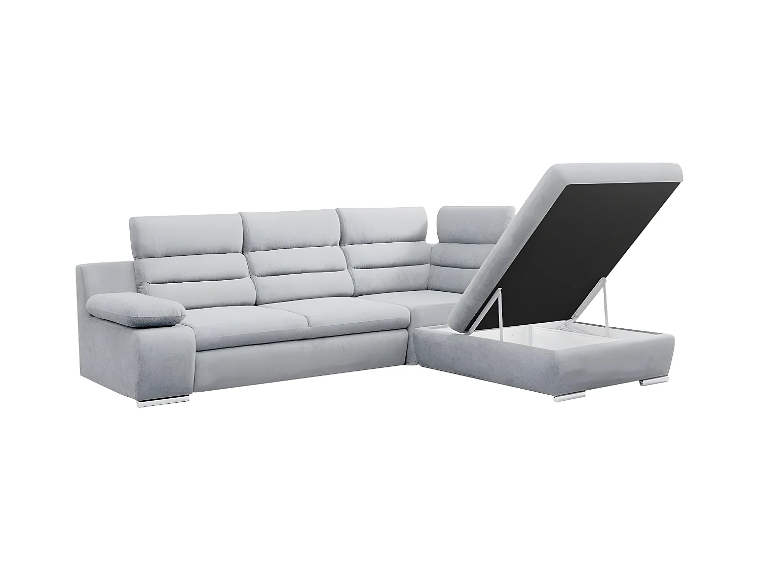 Hjørnesofa med sovefunktion i stof PYLOS - Lysegrå - Højrevendt