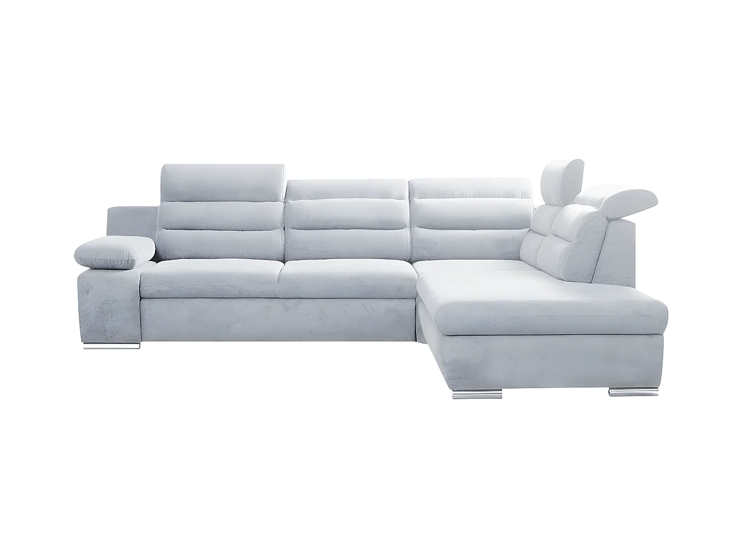 Hjørnesofa med sovefunktion i stof PYLOS - Lysegrå - Højrevendt