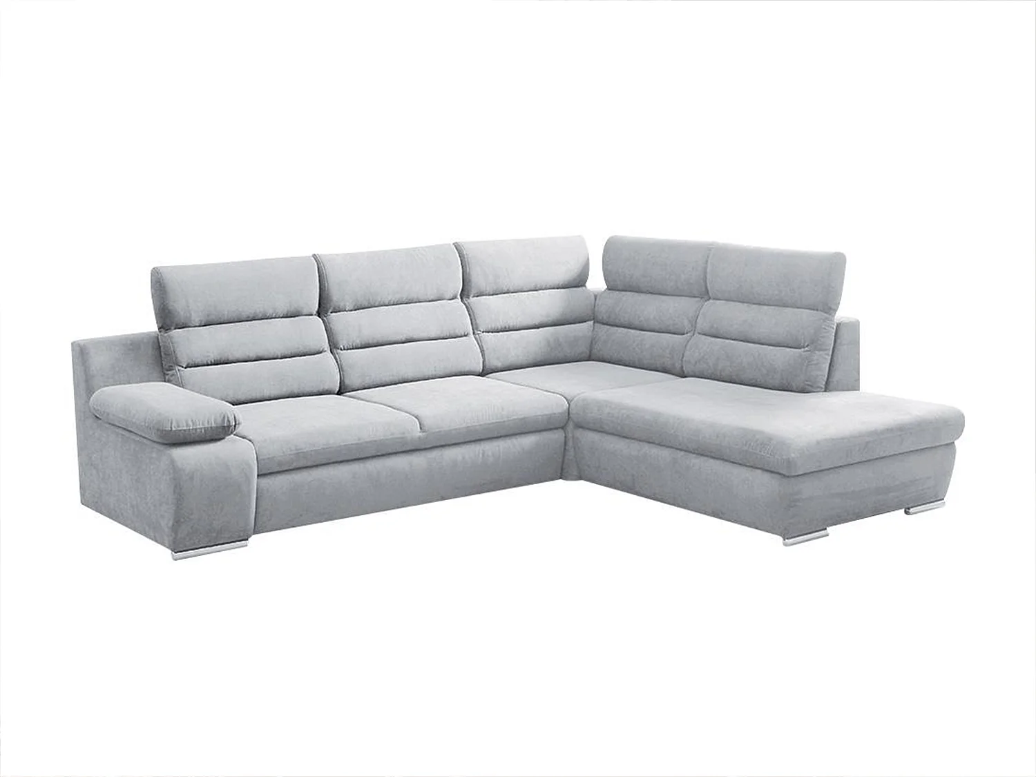 Canapé d'angle convertible en tissu PYLOS - Gris clair - Angle droit