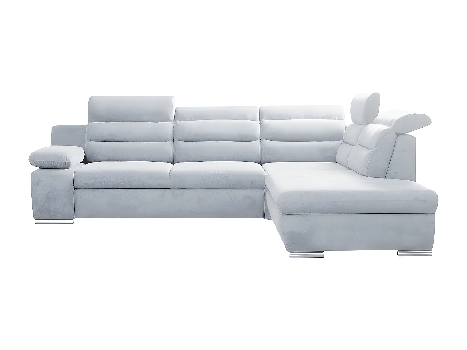 Canapé d'angle convertible en tissu PYLOS - Gris clair - Angle droit