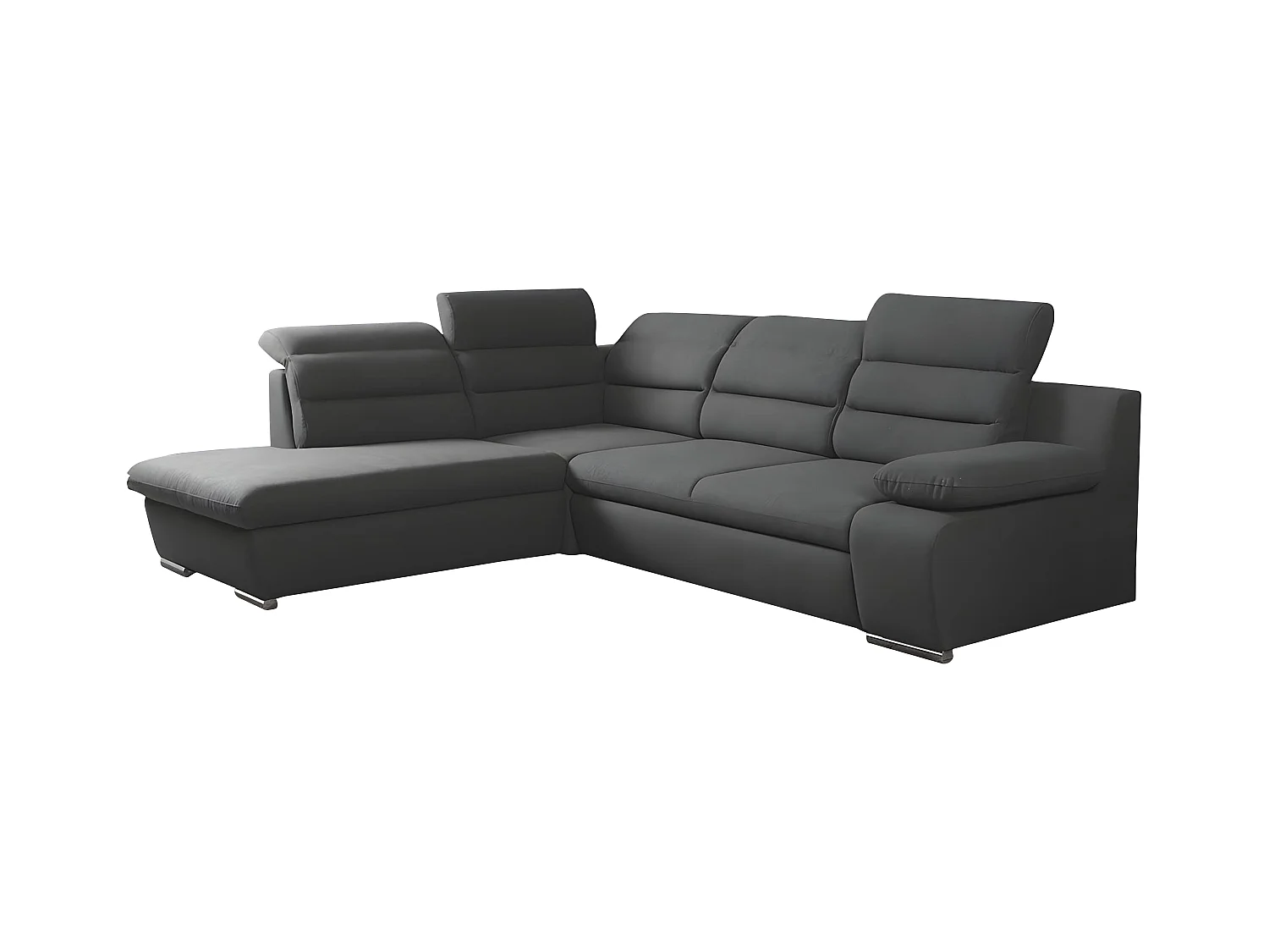 Canapé d'angle convertible en tissu PYLOS - Anthracite - Angle gauche