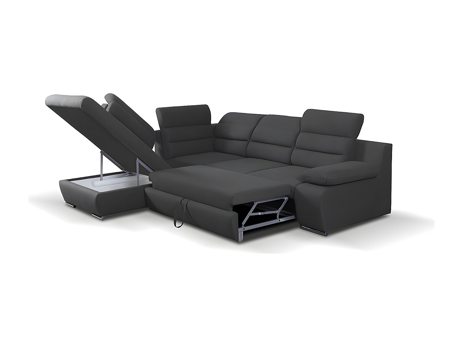 Ecksofa mit Schlaffunktion PYLOS - Anthrazit - Ecke Links günstig online kaufen