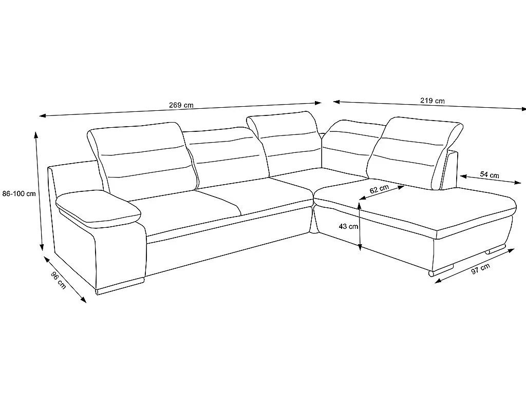 Canapé d'angle convertible en tissu PYLOS - Anthracite - Angle droit