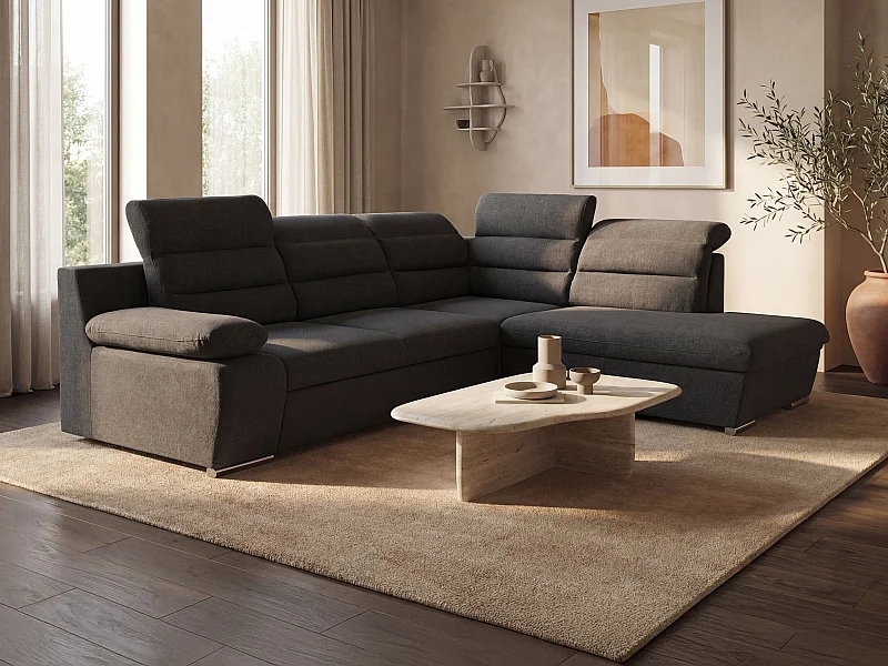 Hoekbedbank PYLOS in stof - Antraciet - Hoek rechts