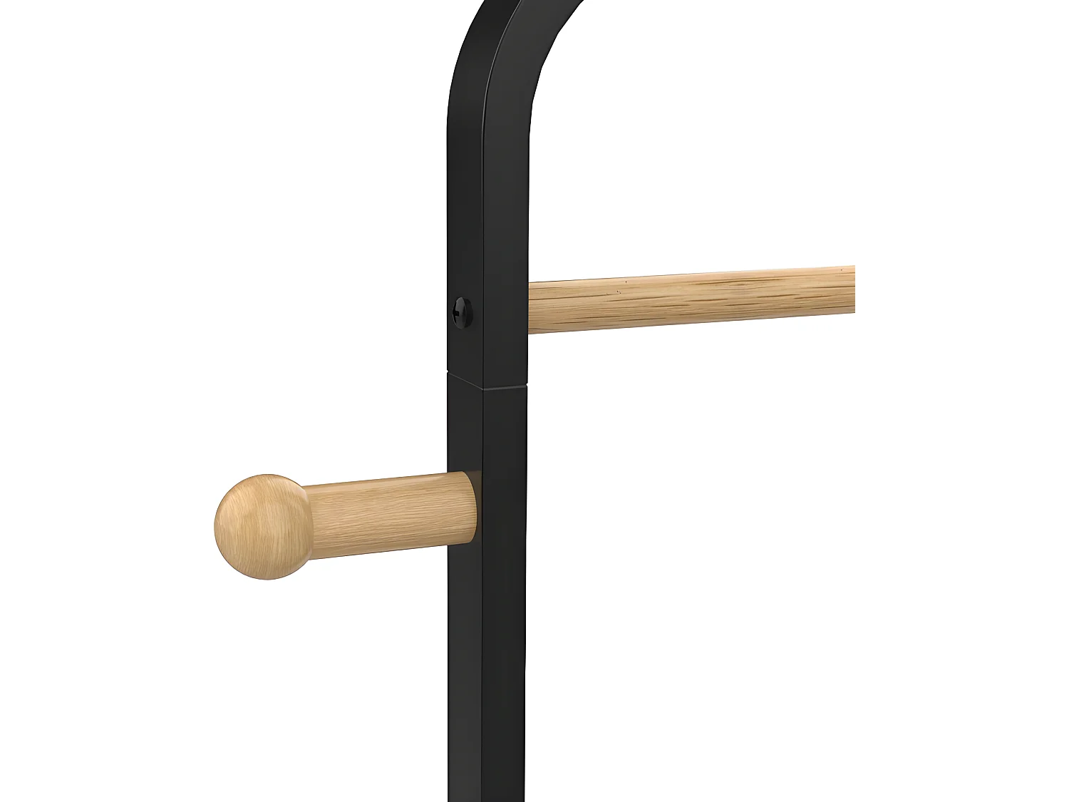 Portant vêtements double - L65 cm - Métal noir et bois de hêtre - SELIN