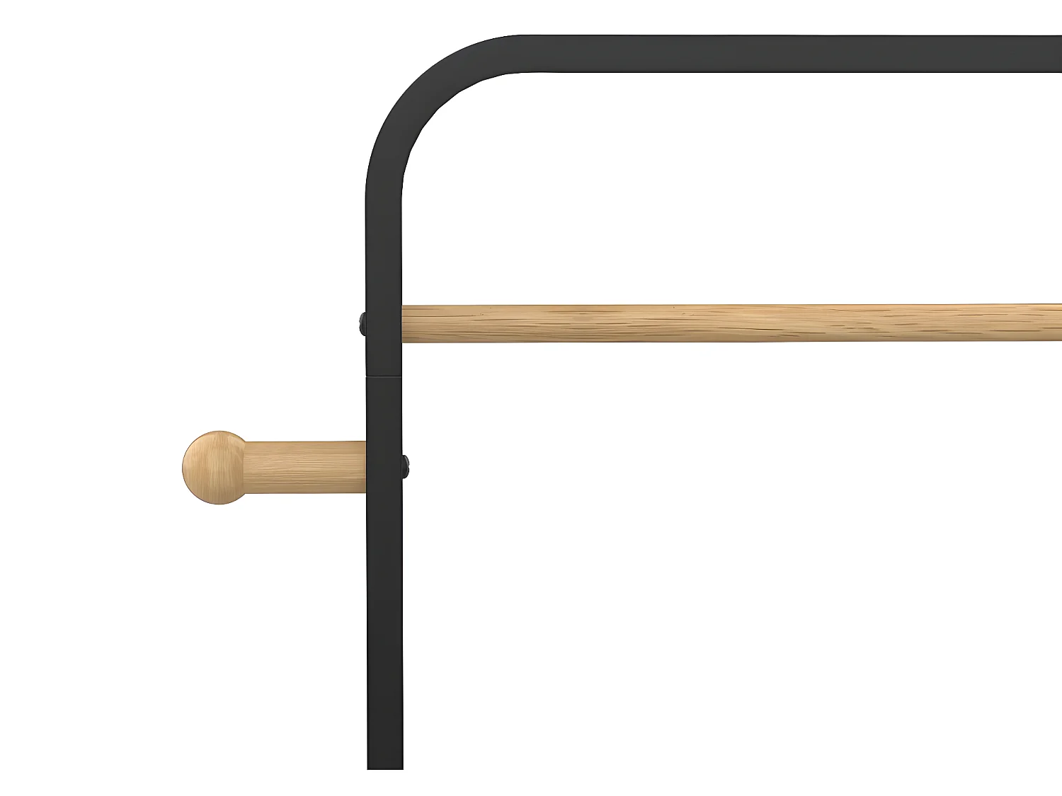 Doppelkleiderständer - H. 165 cm - Schwarzes Metall und Buchenholz - SELIN