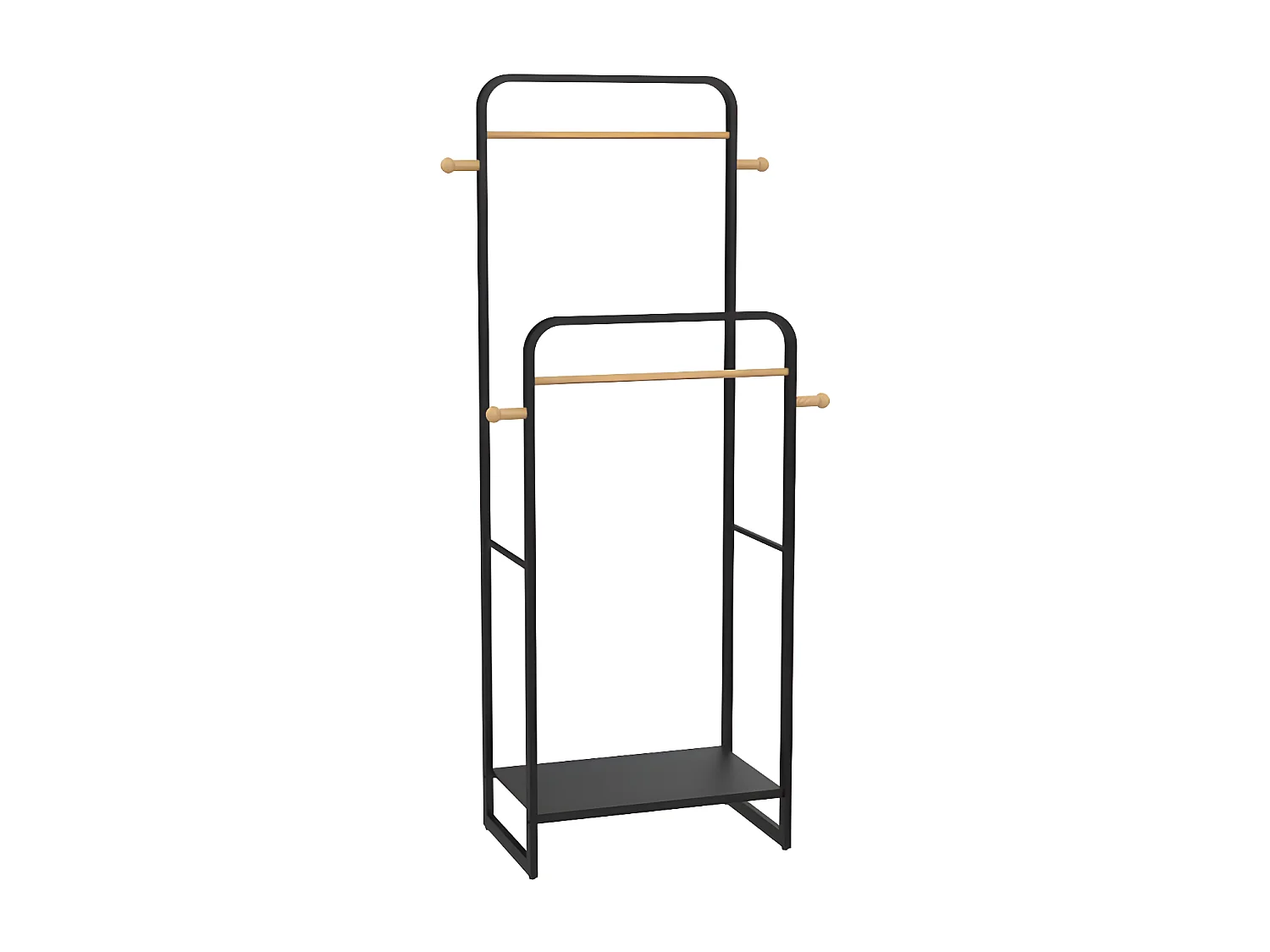 Portant vêtements double - L65 cm - Métal noir et bois de hêtre - SELIN