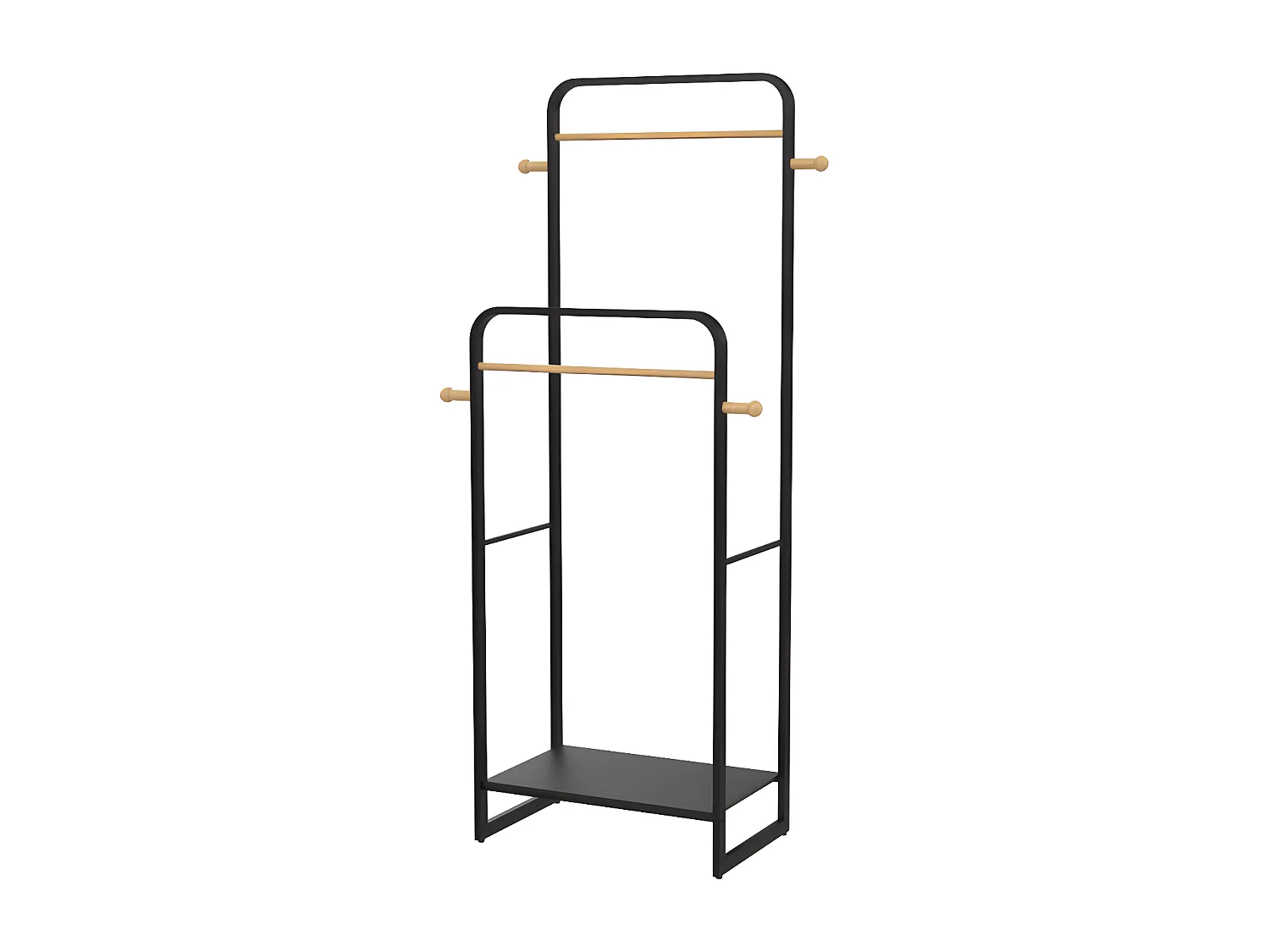 Portant vêtements double - L65 cm - Métal noir et bois de hêtre - SELIN