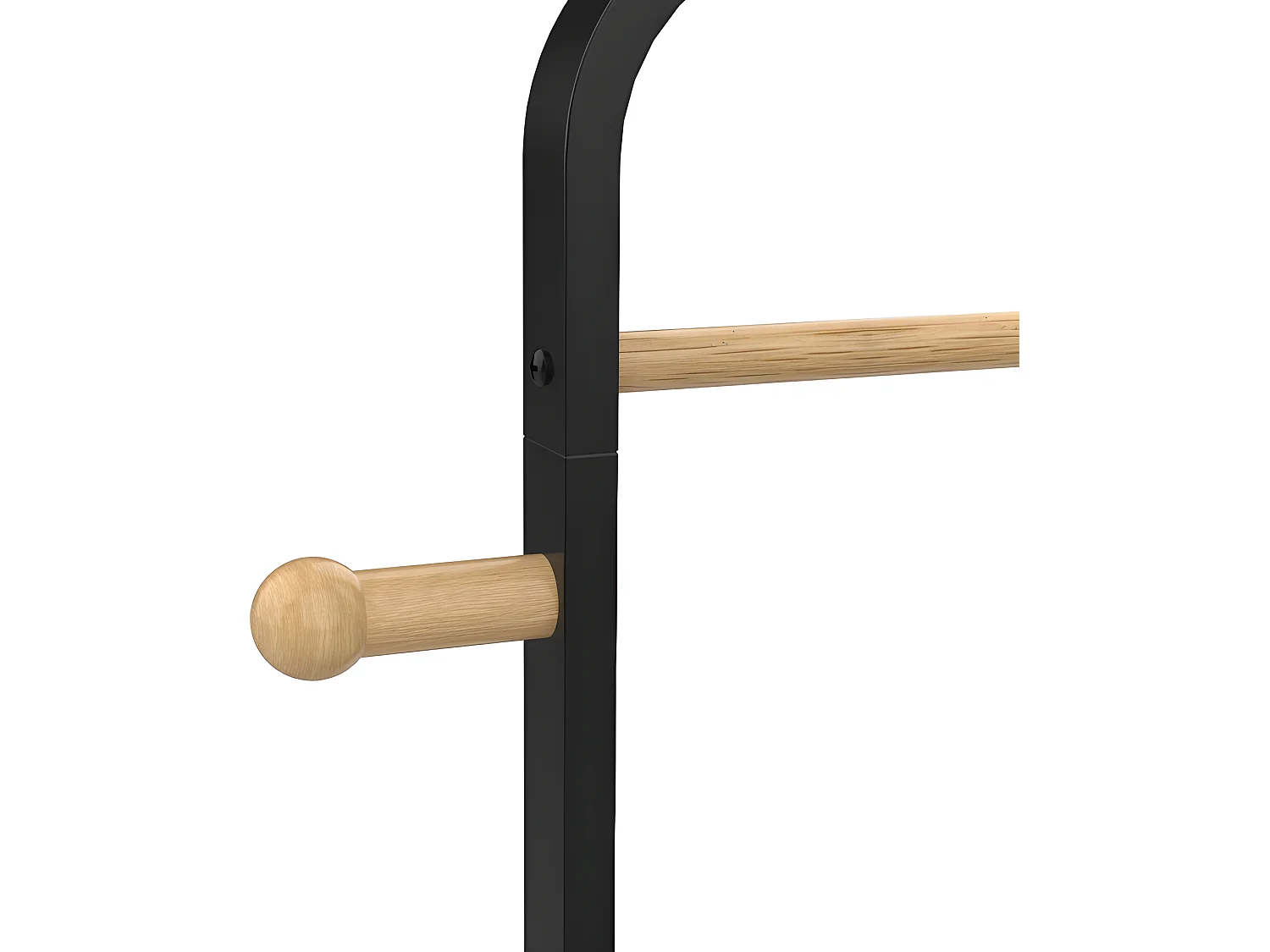 Kleiderständer - H. 90 cm - Schwarzes Metall & Buchenholz - SELIN