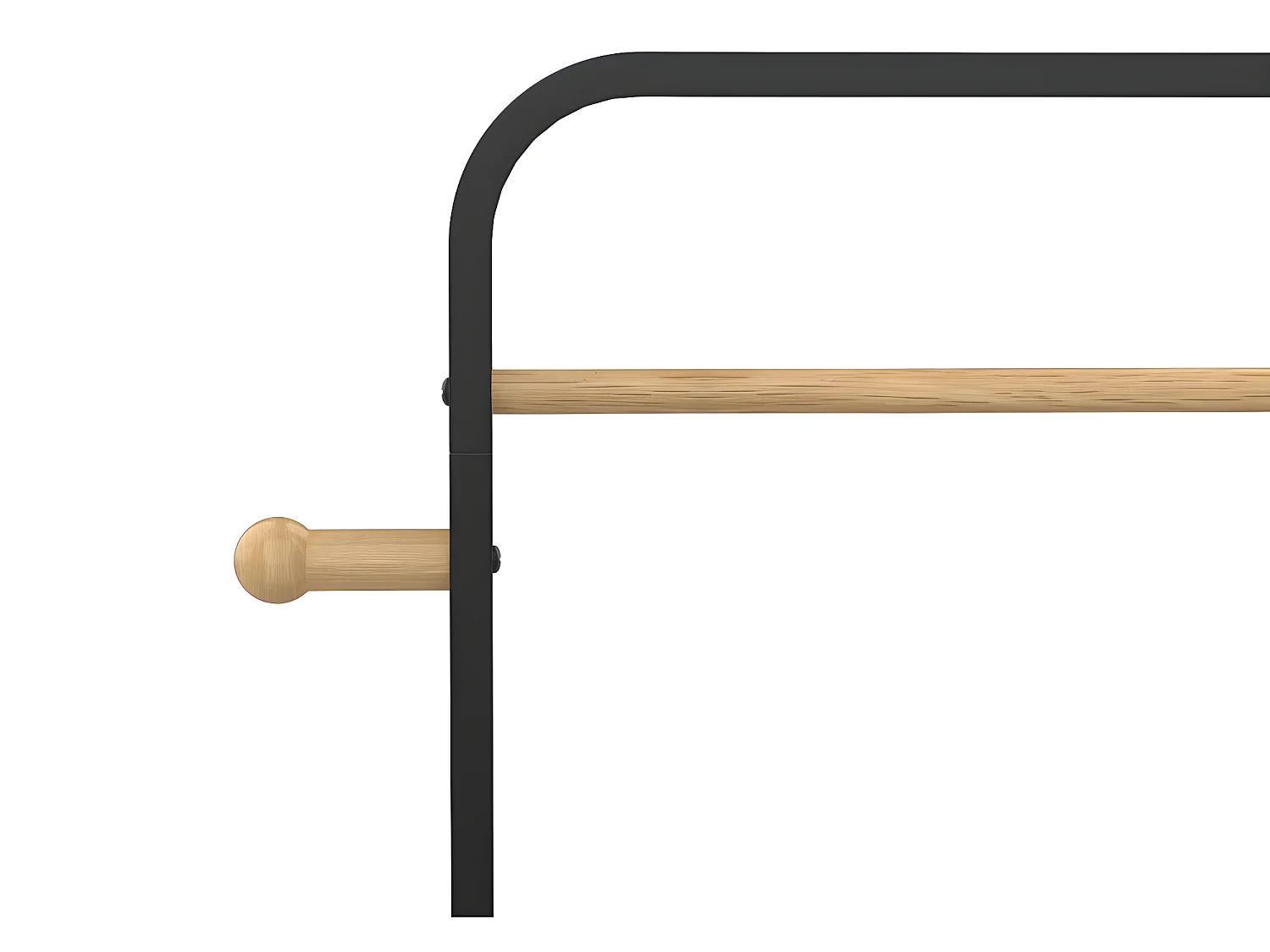 Kleiderständer - H. 90 cm - Schwarzes Metall & Buchenholz - SELIN