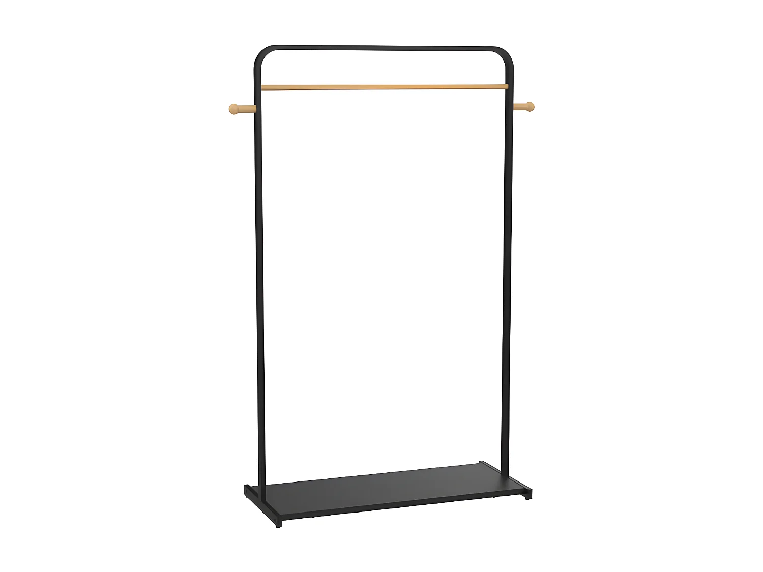 Kleiderständer - H. 90 cm - Schwarzes Metall & Buchenholz - SELIN