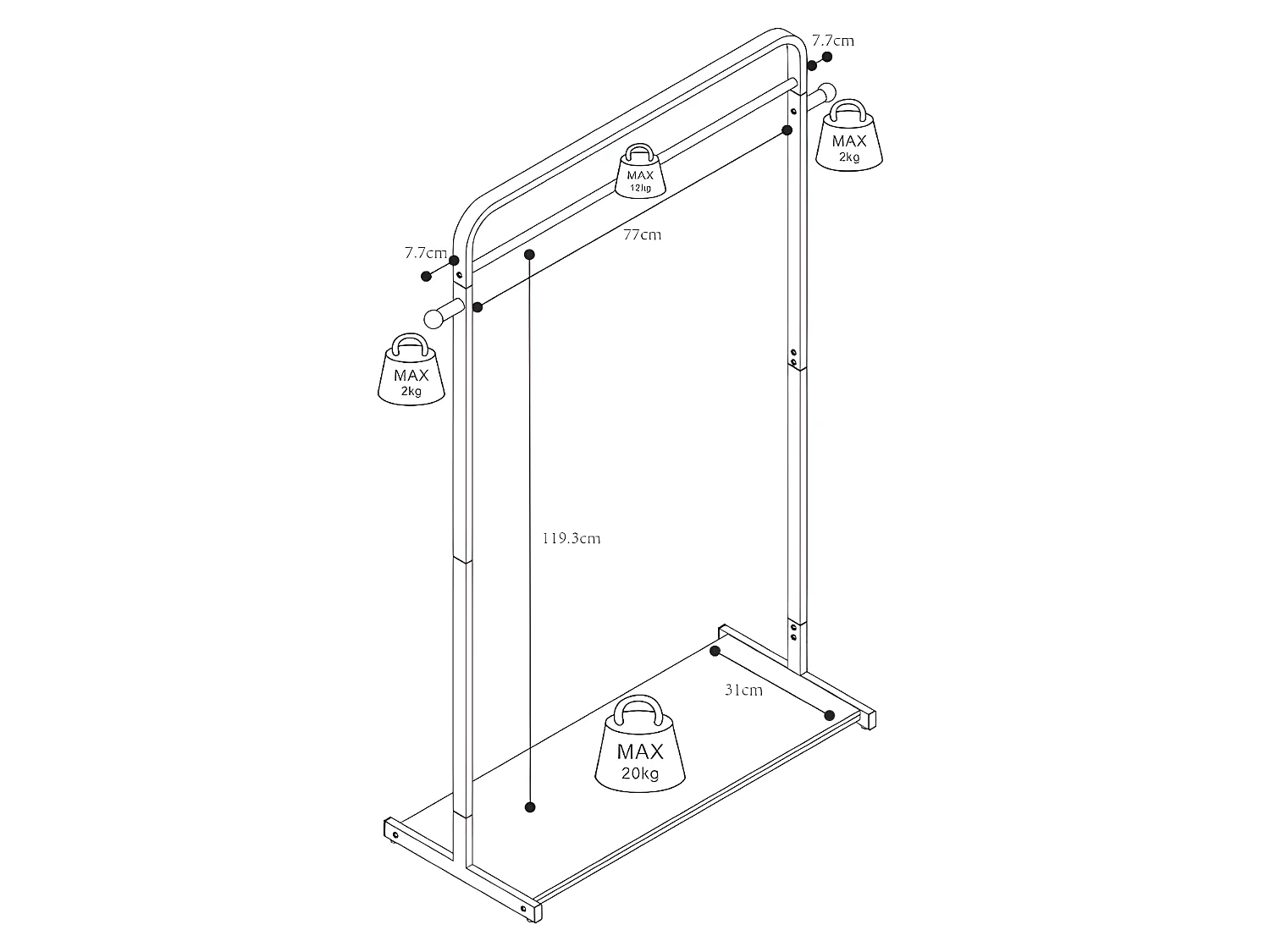 Kledingrek SELIN - L90 cm - Zwart metaal en beukenhout