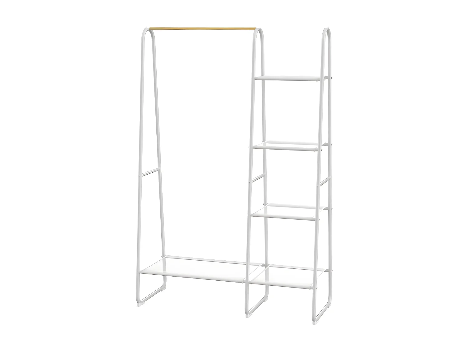 Perchero con 5 estantes - Ancho 100 cm - metal blanco y madera de haya - DOGU