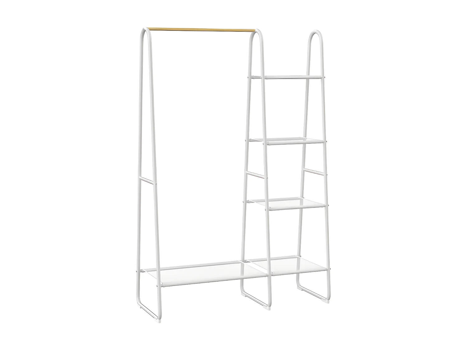 Perchero con 5 estantes - Ancho 100 cm - metal blanco y madera de haya - DOGU