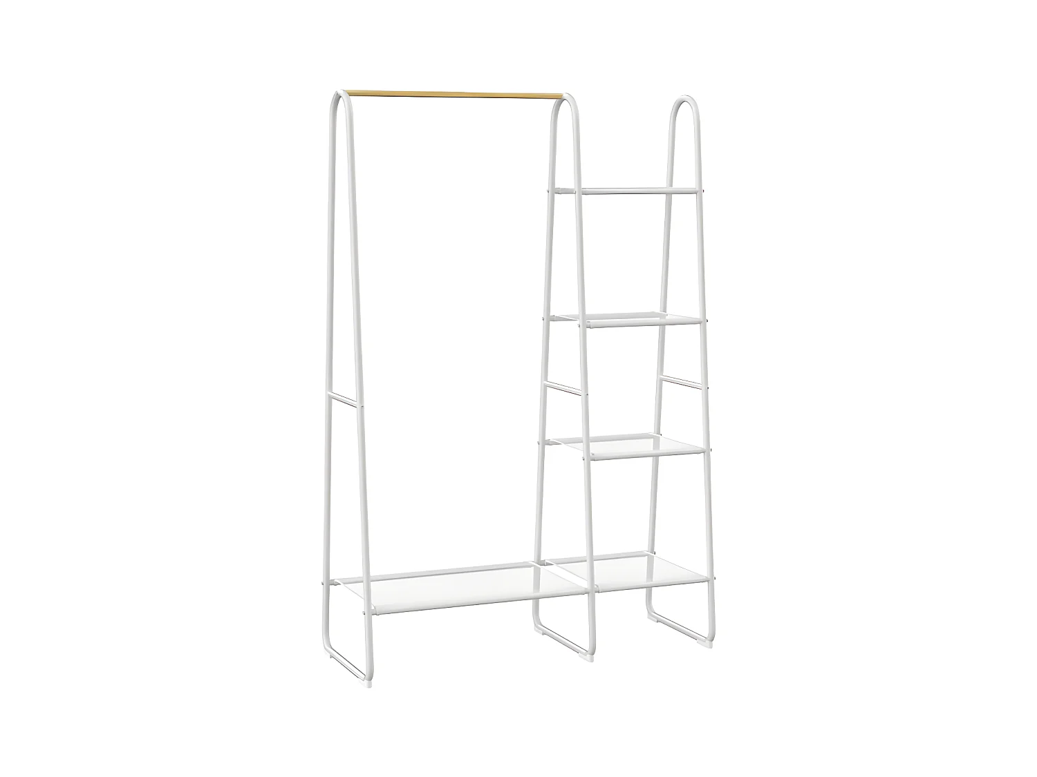 Portant vêtements avec 5 lingères - L100 cm - Métal blanc et bois de hêtre - DOGU