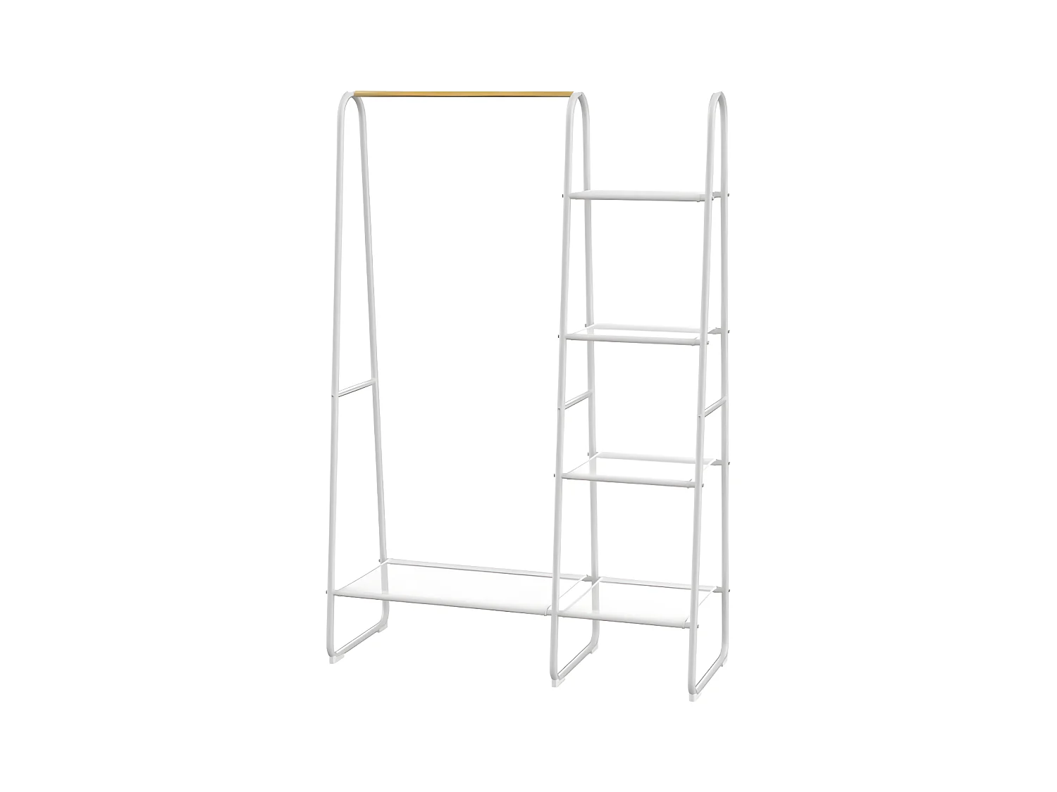 Portant vêtements avec 5 lingères - L100 cm - Métal blanc et bois de hêtre - DOGU