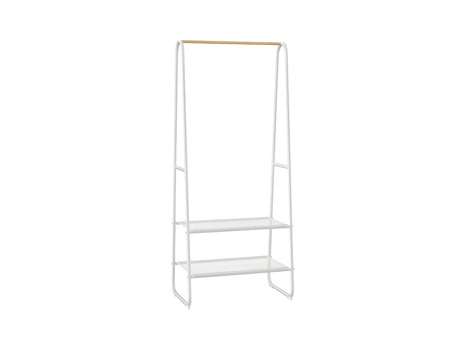 Kledingrek - L64 cm - Wit metaal en beukenhout - DOGU