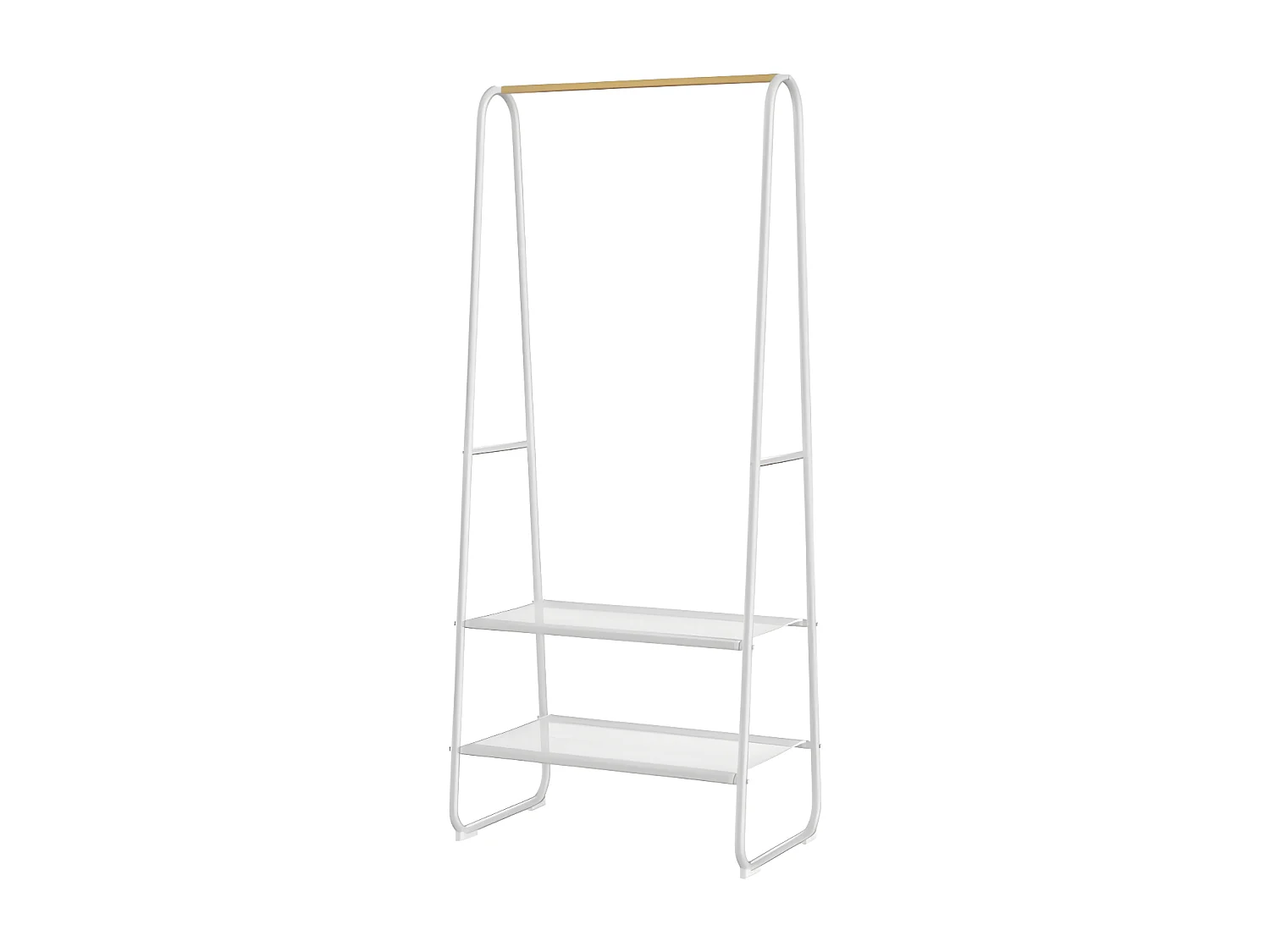 Kledingrek - L64 cm - Wit metaal en beukenhout - DOGU