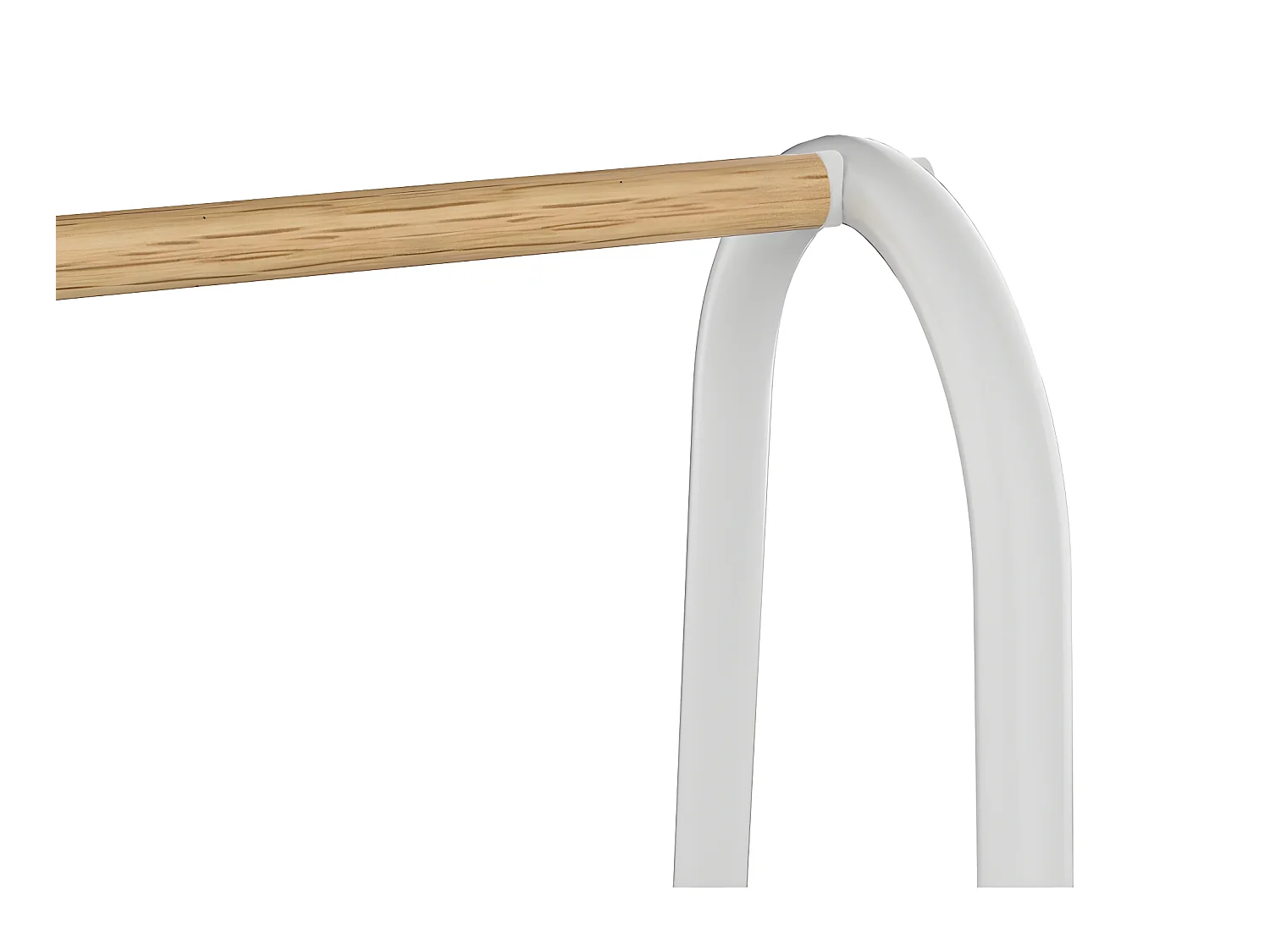 Kledingrek - L64 cm - Wit metaal en beukenhout - DOGU