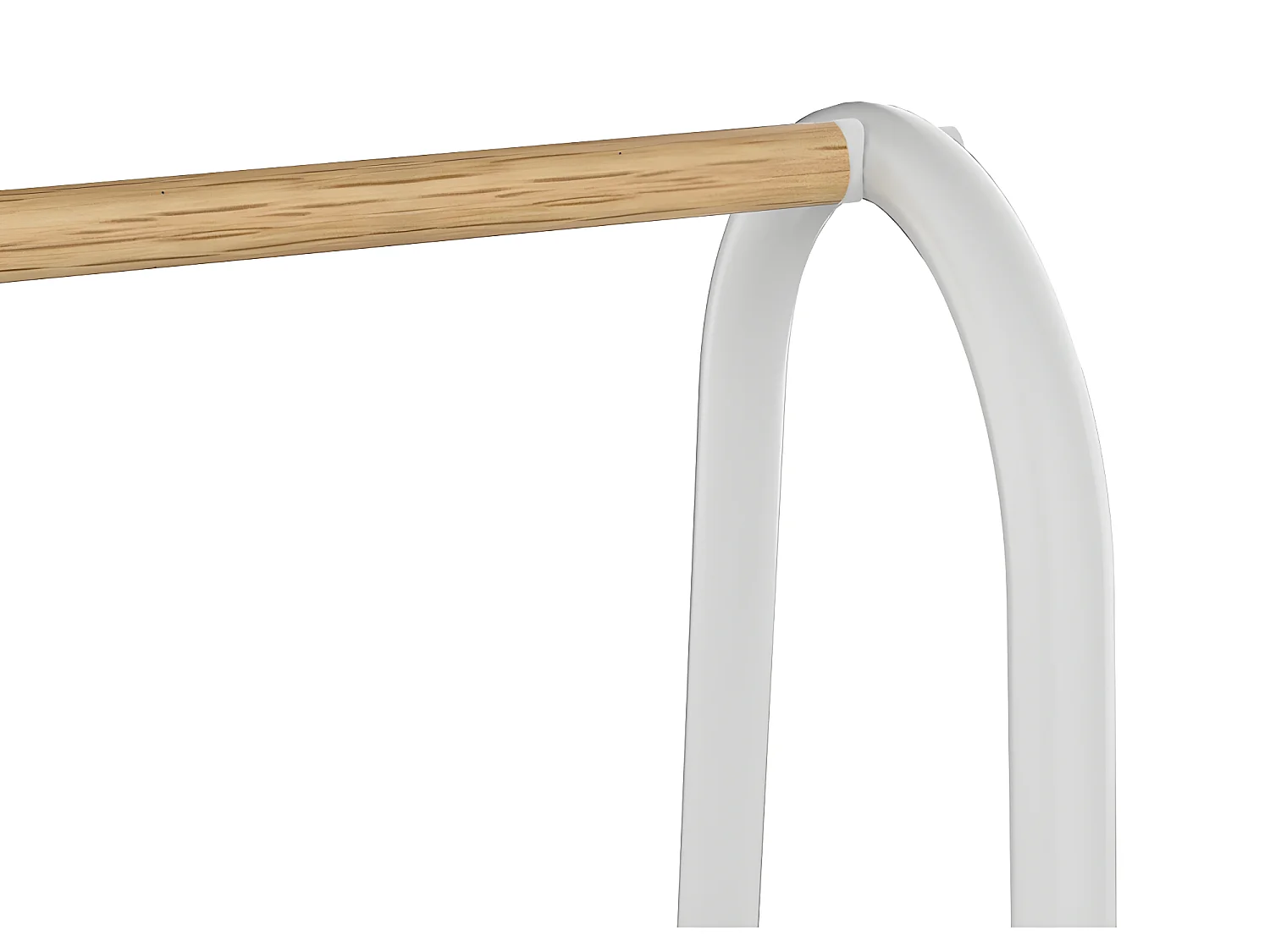 Kleiderständer mit 2 Ablagen - H. 64 cm - Weißer Metall & Buchenholz - DOGU