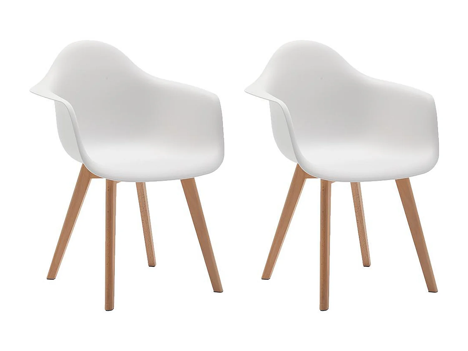 Lot de 2 chaises avec accoudoirs VIXI - Polypropylène et Hêtre - Blanc