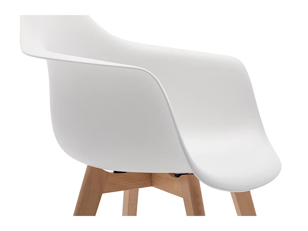 Zestaw 2 krzeseł z podłokietnikami VIXI - Polipropylen i buk - Białe