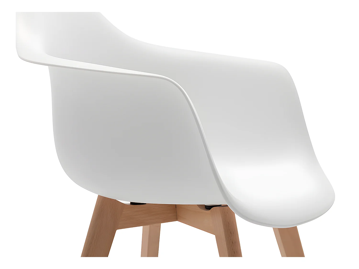 Set van 6 stoelen met armleuningen VIXI - polypropyleen en beuk - Wit