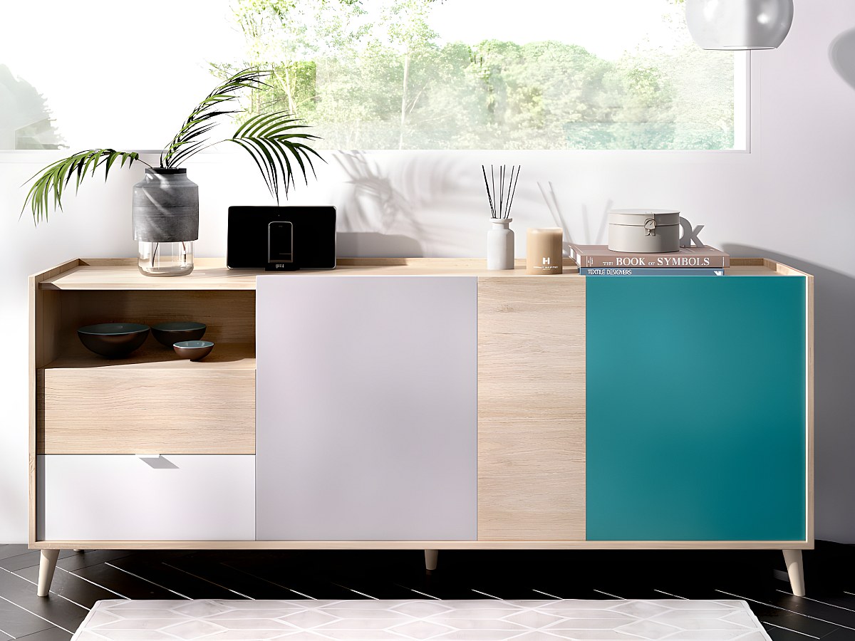 Credenza scandinava 3 ante 2 cassetti 1 nicchia Multi BICA