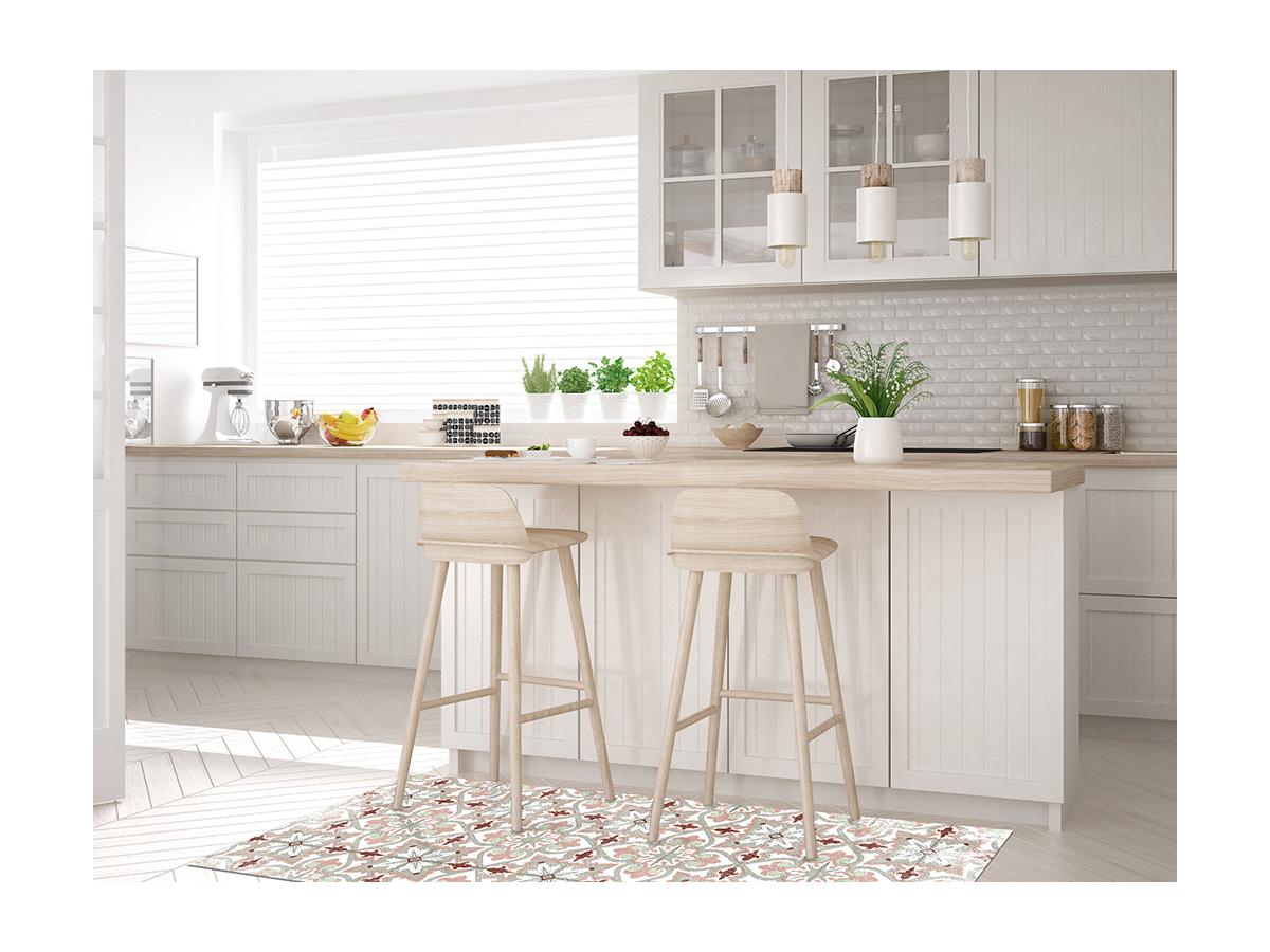 Alfombra cocina vinilo simulando baldosas cemento PALMA- 49.5 x 83 cm